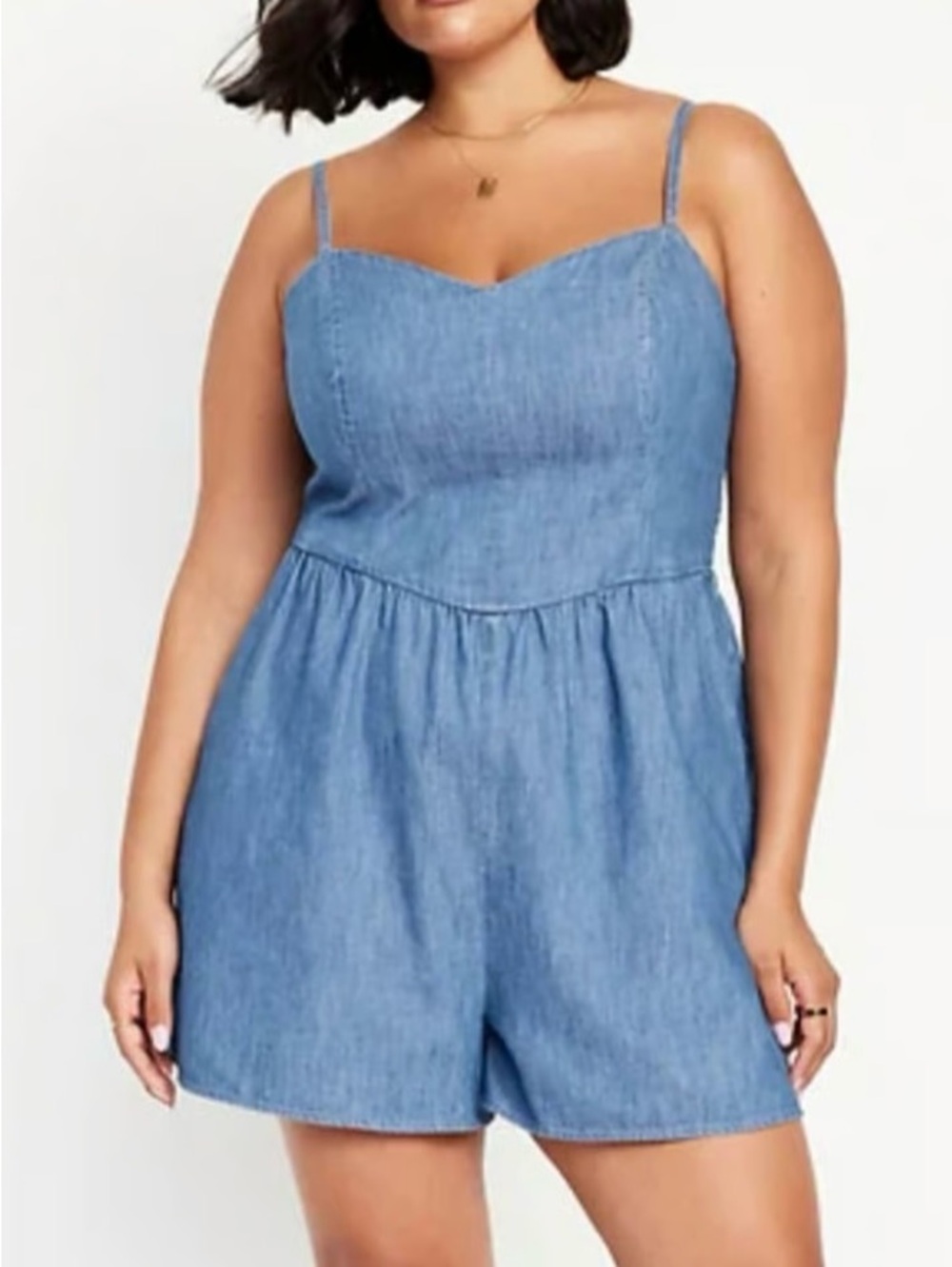 Old Navy Light Blue Chambray Spaghetti-Strap Romper